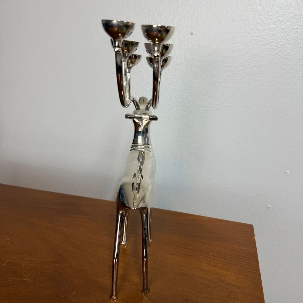 Godinger‎ Reindeer Candelabra Silverplate Christmas Holiday Decor